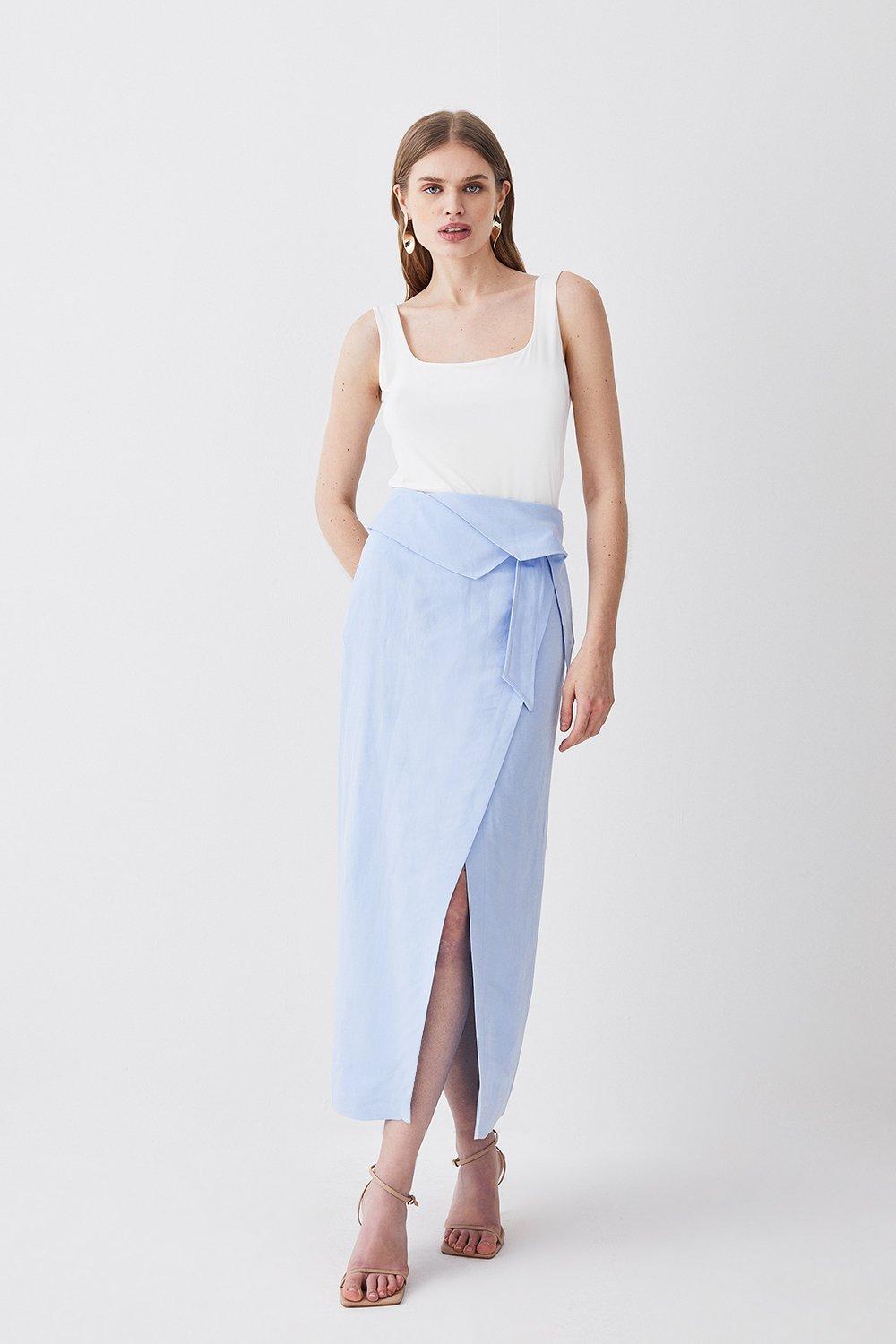 Linen wrap hot sale skirt midi